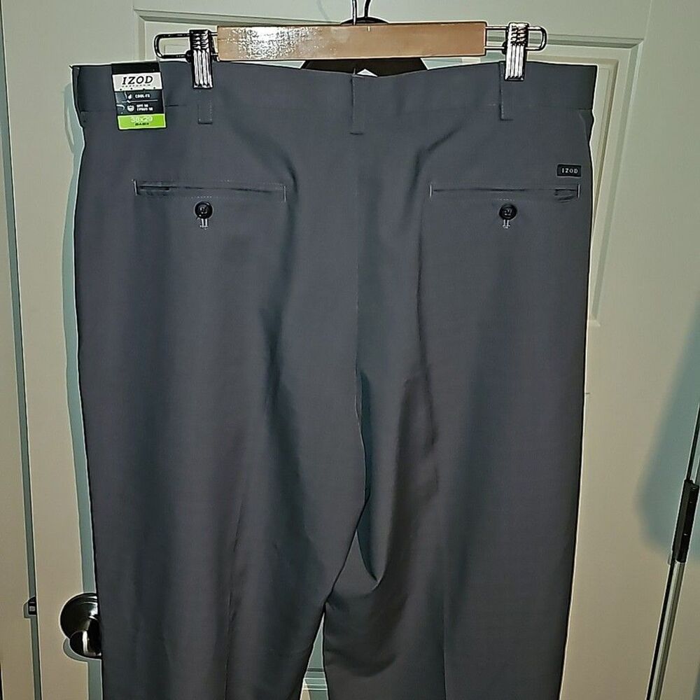 IZOD MEN'S PERFROMX PANTS SIZE 38X29 IN GREY - Picture 4 of 5